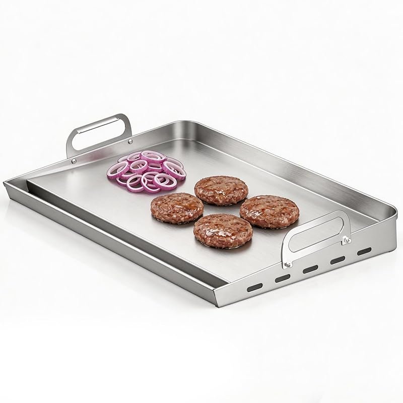 EUTRKei 17x13 Heavy-Duty Stainless Steel Griddle for Gas Grill & Stove