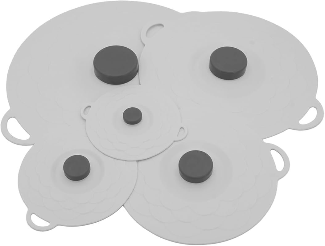 5-Pack Silicone Suction Lids - Heat Resistant Microwave Splatter Cover