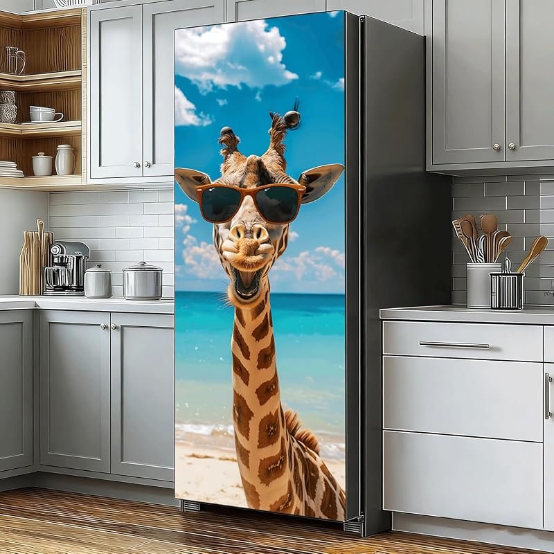 Removable Refrigerator Door Cover – No Residue Peel & Stick Fridge Sti