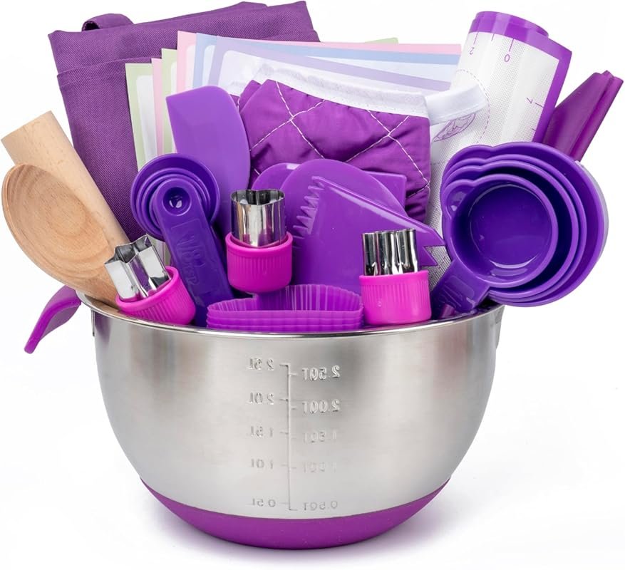 Kids Baking Set Real Cooking Set with Utensils, Measuring Tools, Bakin