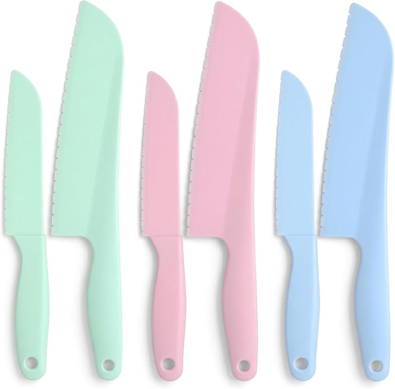 6-Piece Lettuce Knife Set – 11-Inch and 8.5-Inch Plastic Cake Knives, 