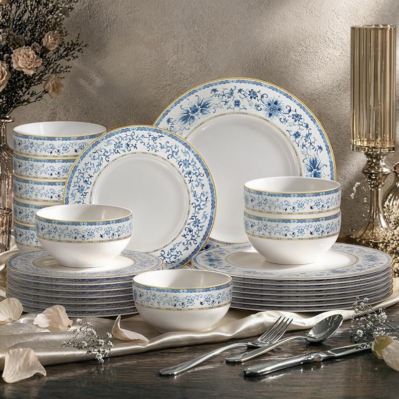 Kitchen Academy 24-Piece Fine Bone China Dinnerware Set for 8 - Luxury