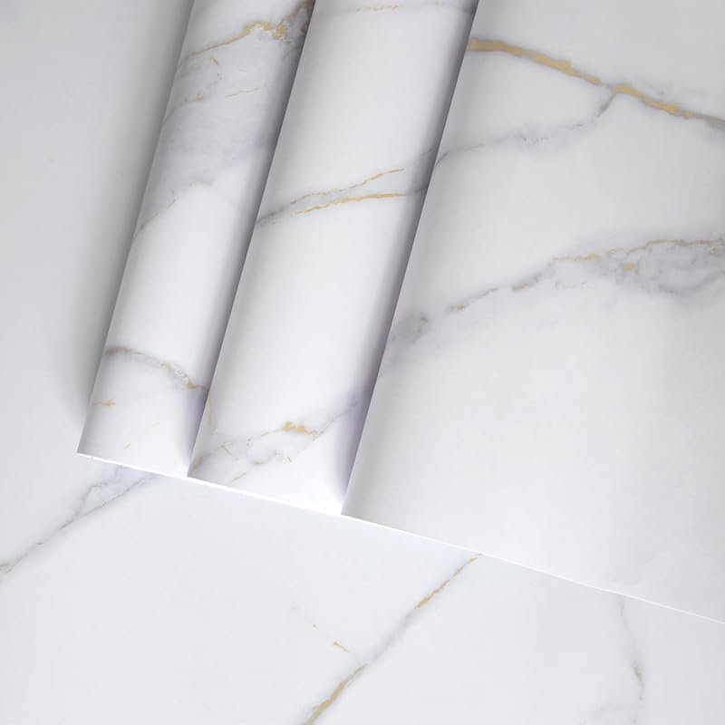 BAYYA 31.5x78.7 Inch White Marble Contact Paper, Waterproof Peel and S