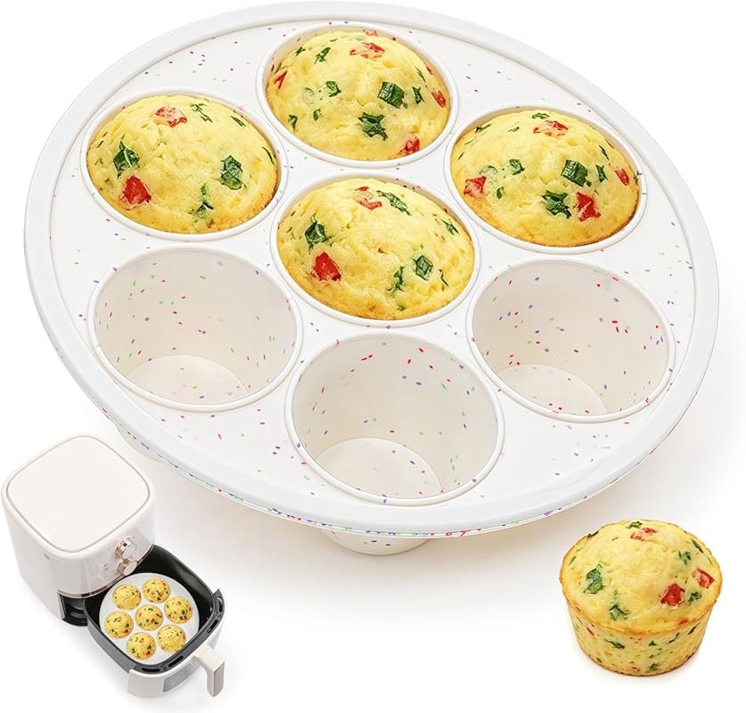 Vinino Silicone Muffin Pan – Nonstick 7-Cup Egg Bite Mold, BPA-Free, f