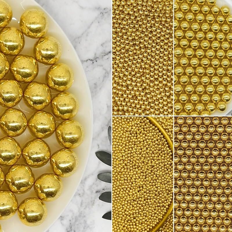 5-Pack Edible Super Gold Pearl Sugar Sprinkles 15 oz for Cake Cupcake 