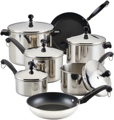 Farberware Classic Series 15-Piece Stainless Steel Pots and Pans Cookw