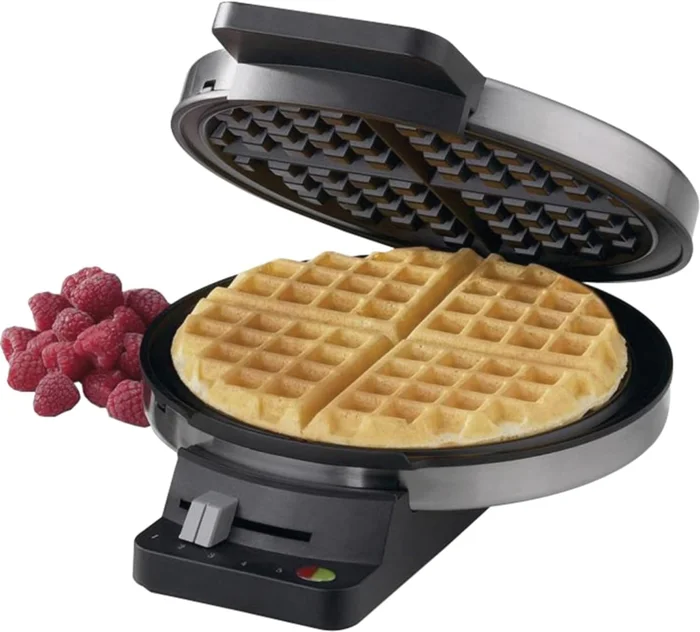 Cuisinart Round Classic Waffle Iron with 5-Setting Adjustable Browning Control and Brushed Stainless Steel Finish