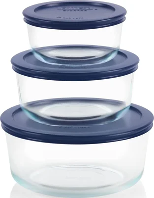 Pyrex Simply Store 3-Pack Glass Food Storage Containers Set 2 4 7 Cup