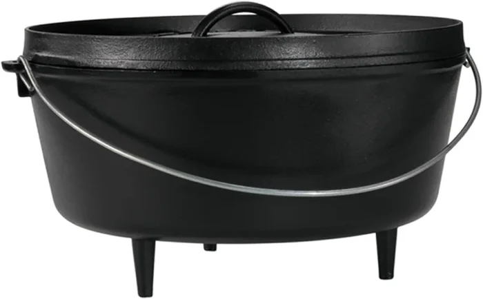 Lodge Pre-Seasoned Cast Iron Deep Camp Dutch Oven with Lid 10 Quart fo