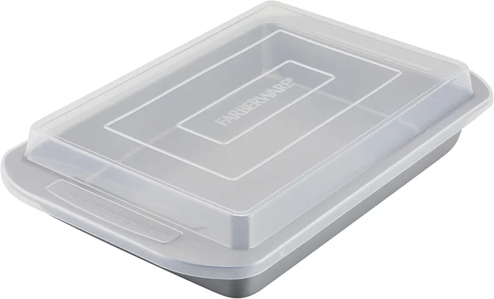 Farberware Nonstick Bakeware Rectangular Cake Pan with Lid for Baking,