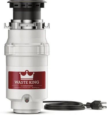 Waste King Garbage Disposal for Kitchen Sink with Power Cord, Compact 