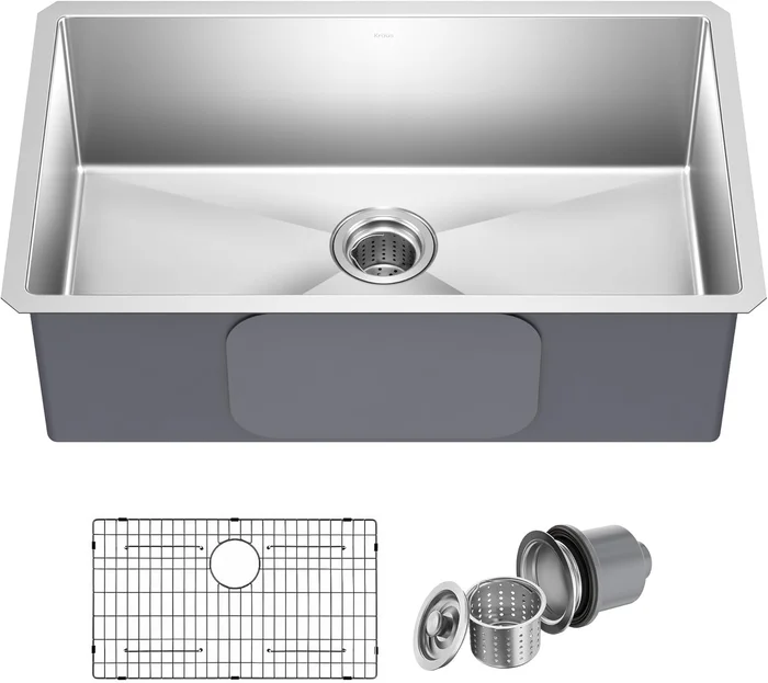KRAUS Stainless Steel 30 Inch 16 Gauge Undermount Kitchen Sink KHU100-