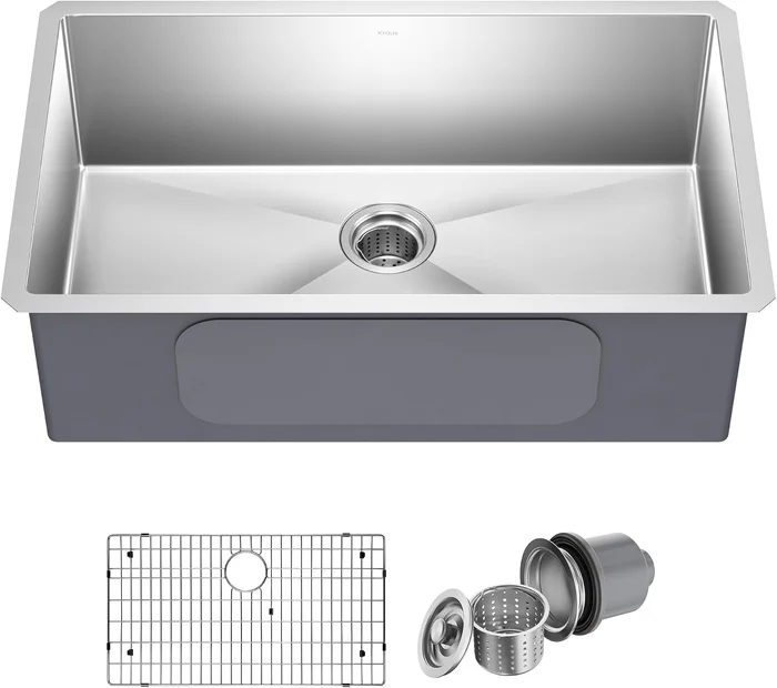 KRAUS Stainless Steel 32 Inch 16 Gauge Undermount Kitchen Sink KHU100-