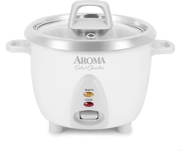 AROMA Select Stainless Rice Cooker 3 Cup Uncooked 6 Cup Cooked Stainle