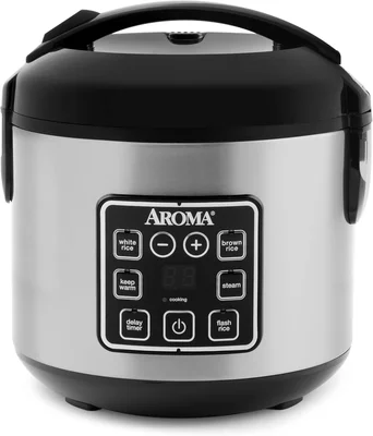 AROMA Digital Rice Cooker 4 Cup Uncooked 8 Cup Cooked Steamer Grain Co