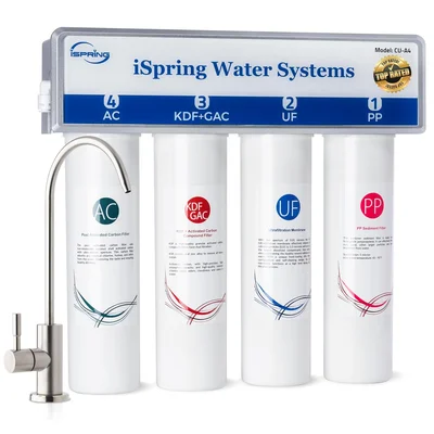 iSpring CU-A4 4-Stage Ultra Filtration Under Sink Water Filter System 