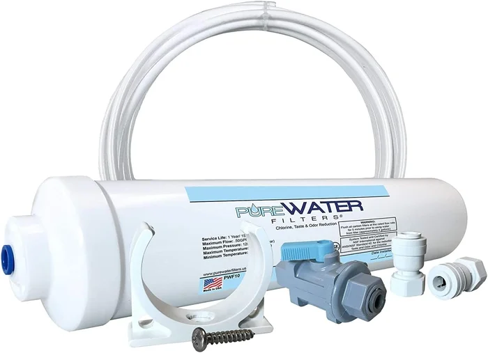 PureWater Filters Inline Water Filter Kit for Refrigerators and Ice Ma