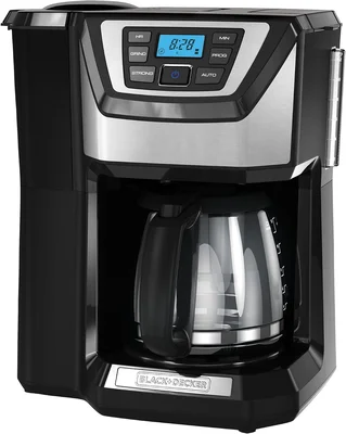 BLACK+DECKER 12-Cup Programmable Grind and Brew Coffee Maker with Glas