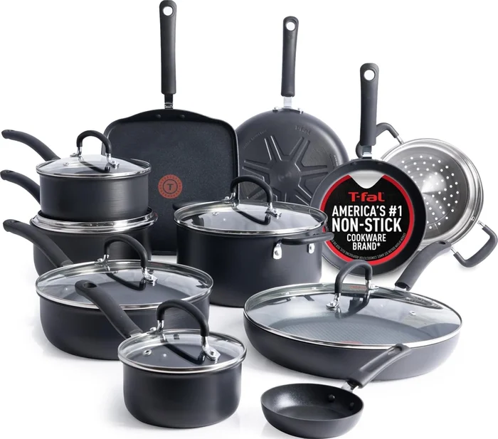 T-Fal Ultimate Hard Anodized Nonstick Pots and Pans Set 17 Piece with 