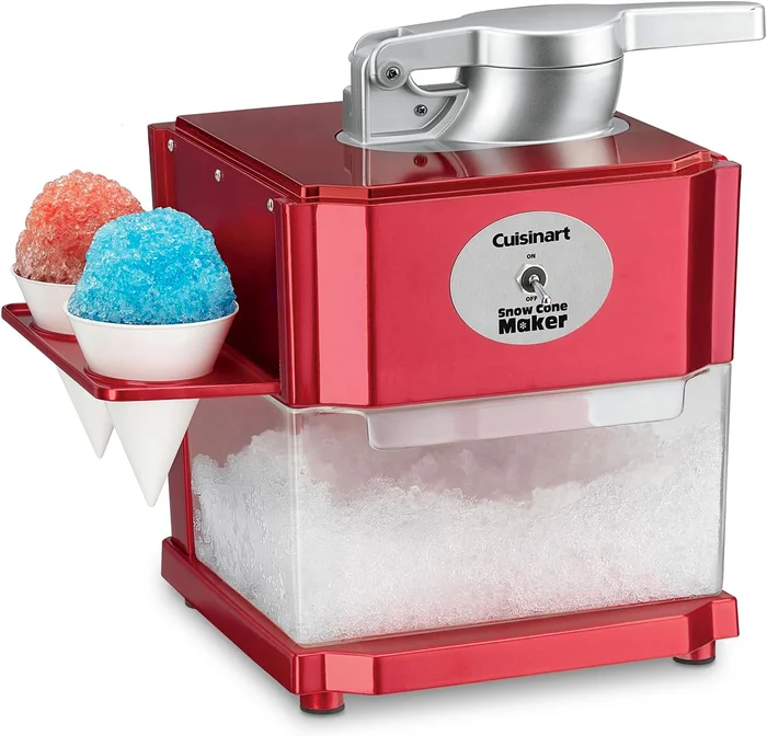 Cuisinart Snow Cone Machine 90W Motor Interlock Safety 4 Reusable Cone