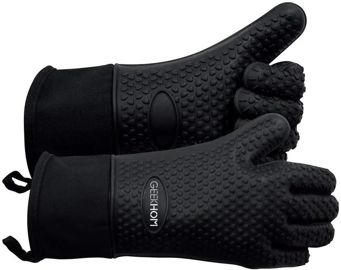 GEEKHOM Waterproof Silicone BBQ Gloves 13.7 Inch Non-Slip 5 Finger Ove