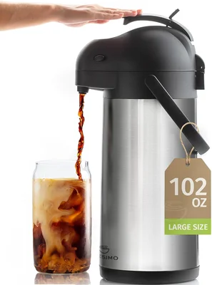 Cresimo 102oz Airpot Coffee Carafe with Pump for Large Hot Water Dispe