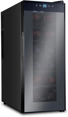 Ivation 12 Bottle Thermoelectric Wine Cooler, Smoked Glass Door, Quiet