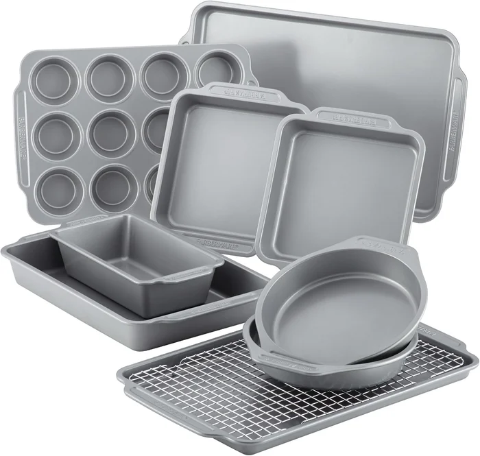 Farberware Nonstick Bakeware Set with Cooling Rack for Baking, 10-Piec