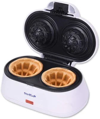 StarBlue Double Waffle Bowl Maker White 1200W for Making Belgian Waffl