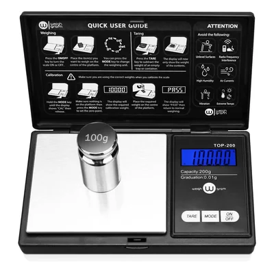 Digital Pocket Gram Scale 200g x 0.01g High Precision with 100g Calibr
