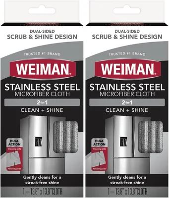 Weiman Microfiber Cloth for Stainless Steel Pack of 2 Traps Grime to P
