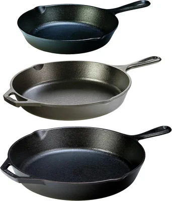 Lodge Seasoned Cast Iron 3 Skillet Bundle with 12 Inch and 10.25 Inch 