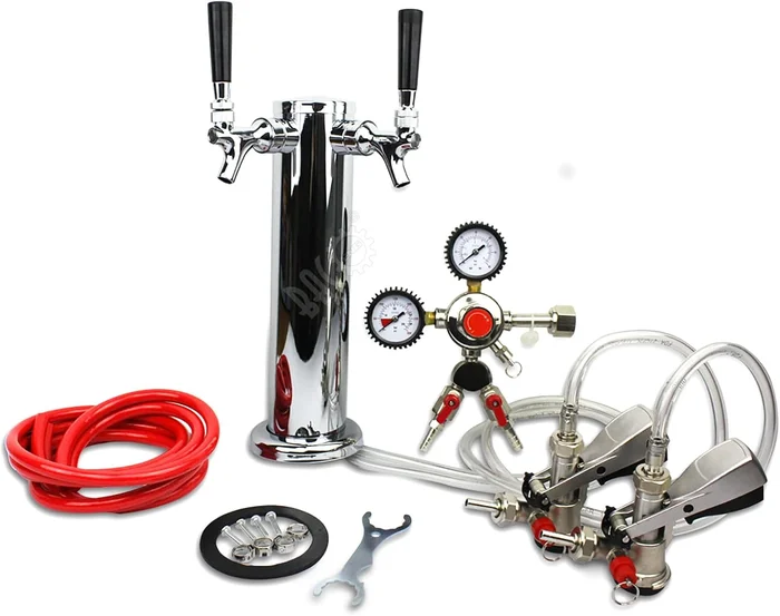 BACOENG Double Faucet Tower Beer Kegerator Conversion Kit with Dual Ga
