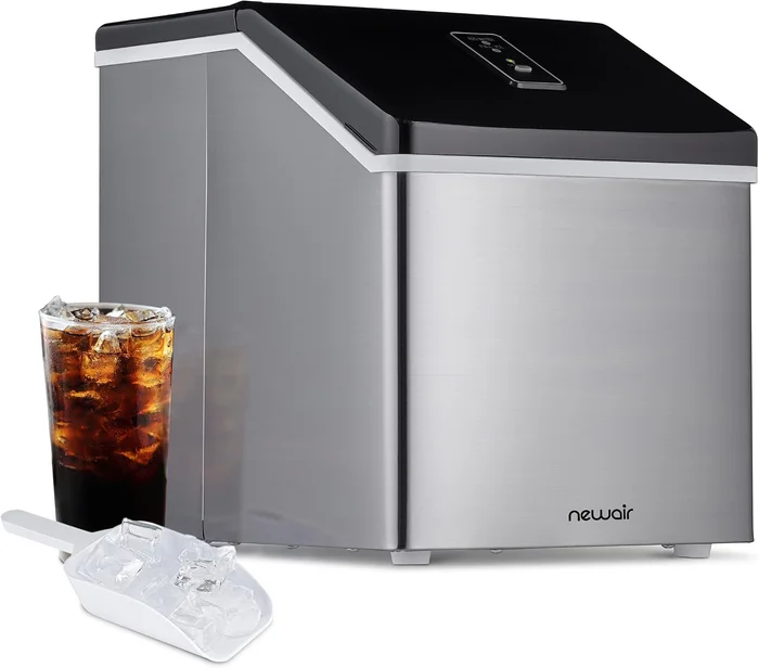 Newair Silver Countertop Ice Maker Machine Makes Cubes Ready in Under 