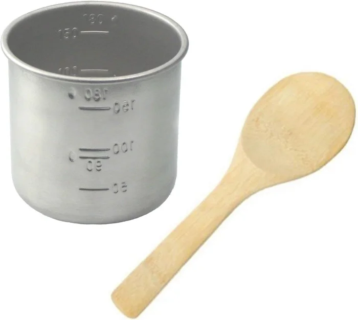 Stainless Steel Rice Measuring Cup + Paddle Scoop Spatula Bamboo Repla