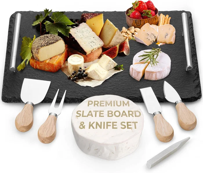 Natural Stone Slate Charcuterie Cheese Board Set 14