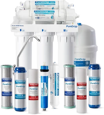 PureDrop RTW5 5-Stage Reverse Osmosis Water Filter System for Clean Dr