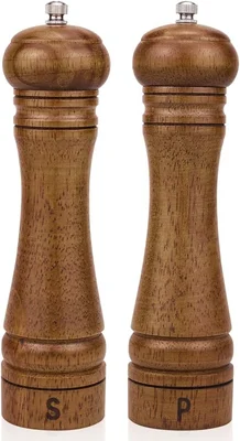 XWXO 8 Inch Wood Salt and Pepper Grinder Set with Salt Mill