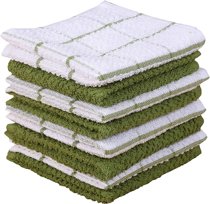 AMOUR INFINI 8-Pack Cotton Kitchen Dish Cloths, Highly Absorbent Soft 