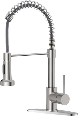 High Arc Brushed Nickel Kitchen Faucet with Multi-Function Pull Down S