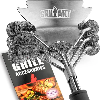 Bristle Free Grill Brush and Scraper with 18-Inch Stainless Steel Head