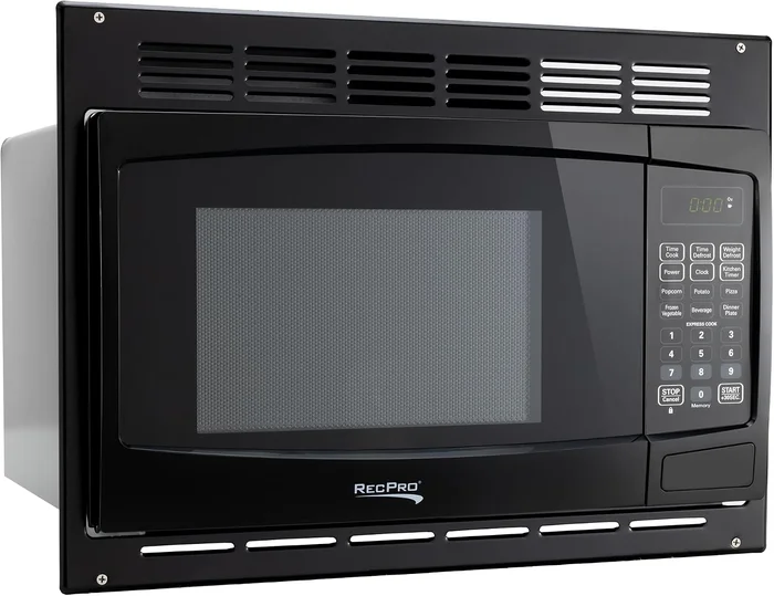 RecPro 1.0 Cu. Ft. RV Microwave with Trim Kit, Black