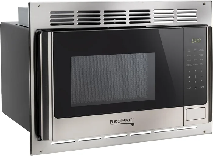 RecPro 1.0 Cu. Ft. RV Microwave with Trim Kit, Stainless Steel