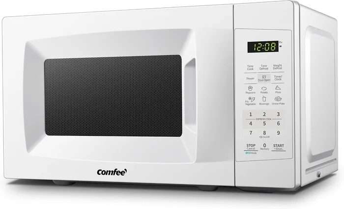 COMFEE' Countertop Microwave Oven 0.7 Cu Ft 700W with Pearl White ECO 