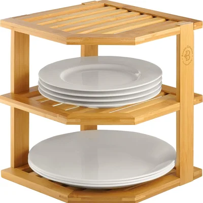 BambΓΌsi Kitchen Cabinet Organizer 3-Tier Corner Shelf Storage Rack, Na