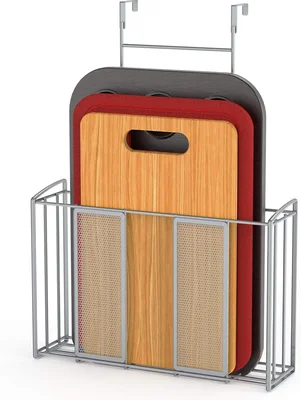 Simple Houseware Over Cabinet Door Mesh Organizer in Silver for Kitche