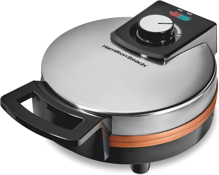 Hamilton Beach Belgian Waffle Maker with PFAS-Free Non-Stick Ceramic-Coated Plates and Browning Control