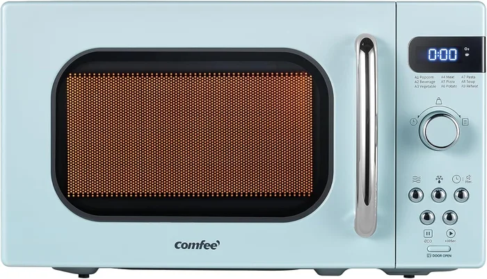 COMFEE' 0.7 Cu.Ft Retro Microwave Oven with 700W Power and 9 Preset Me