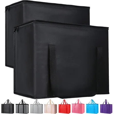 Bodaon 2 Pack X-Large Insulated Reusable Grocery Shopping Bags Black D