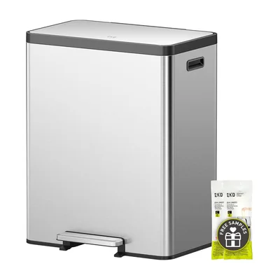 EKO EcoCasa II 36L+24L Dual Trash Can with Recycle Bin, Stainless Stee
